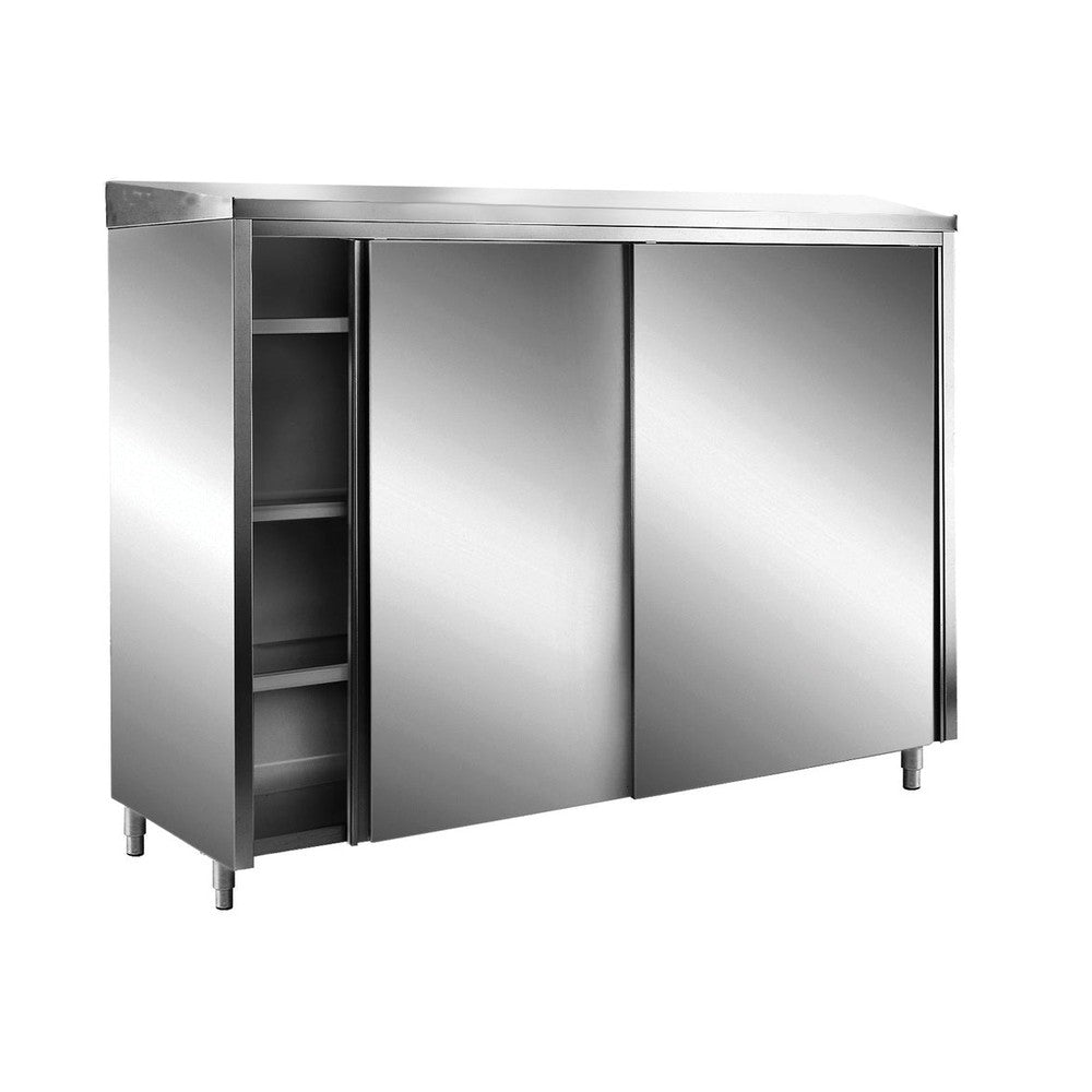 SARO Edelstahl-Lagerschrank mit Schiebetüren AISI 430, Schrägdach, 1200x700 mm SARO