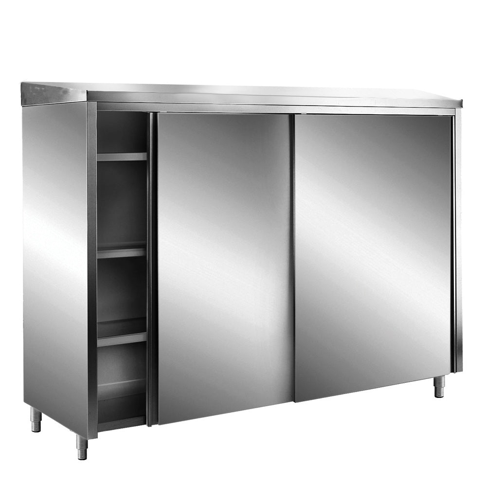 SARO Edelstahl-Lagerschrank mit Schiebetüren AISI 430, Schrägdach, 1800x700 mm SARO