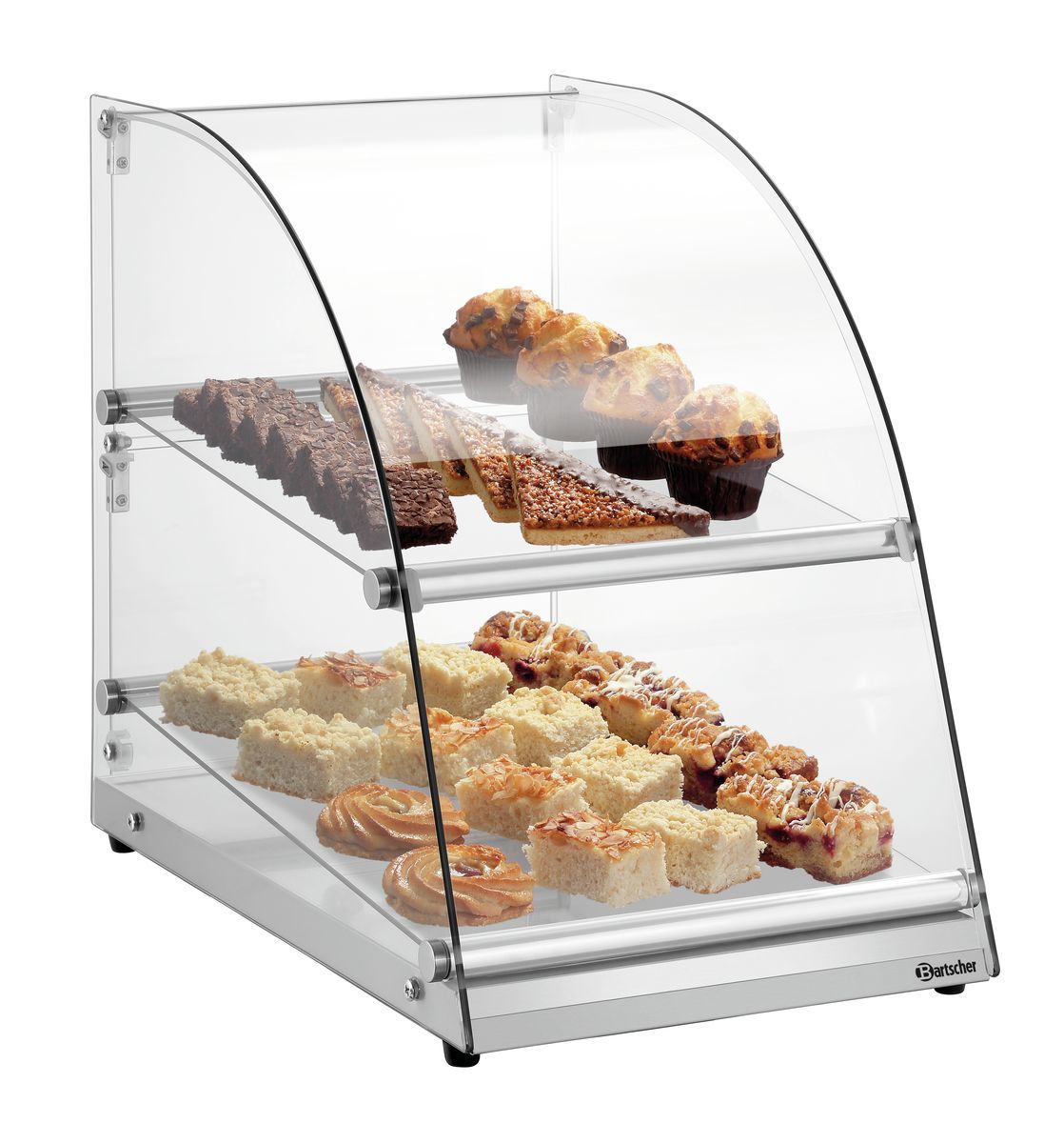 Bartscher Buffetvitrine 70 L – Glas, Hebetüren, 2 Böden Bartscher