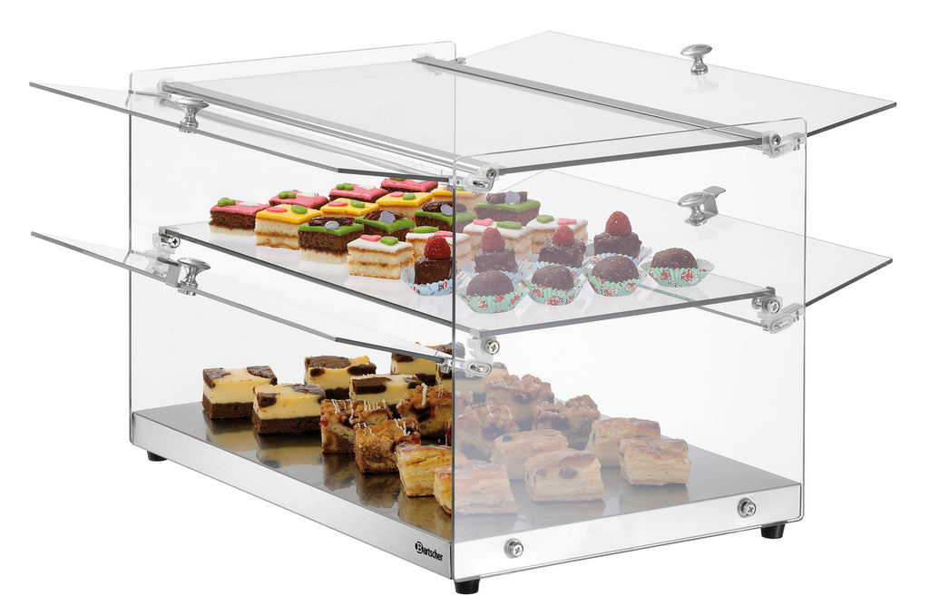 Bartscher Buffetvitrine 5400 2E-K – Glas, Hebetüren, 2 Böden Bartscher