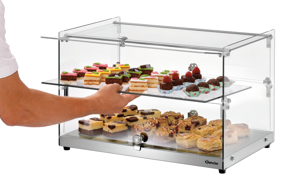 Bartscher Buffetvitrine 5400 2E-K – Glas, Hebetüren, 2 Böden Bartscher