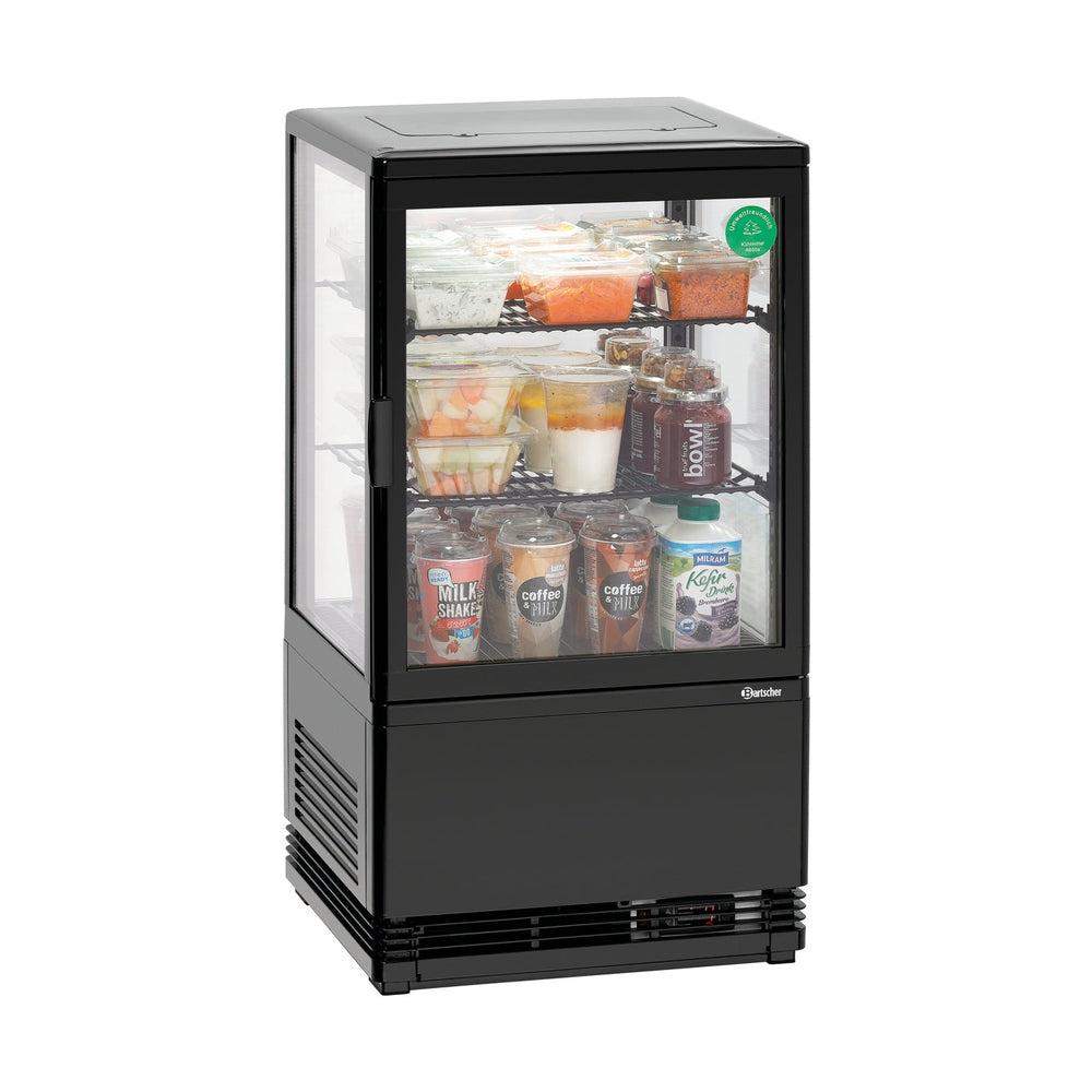 Bartscher Mini-Kühlvitrine 58 L schwarz – Umluftkühlung, LED Bartscher