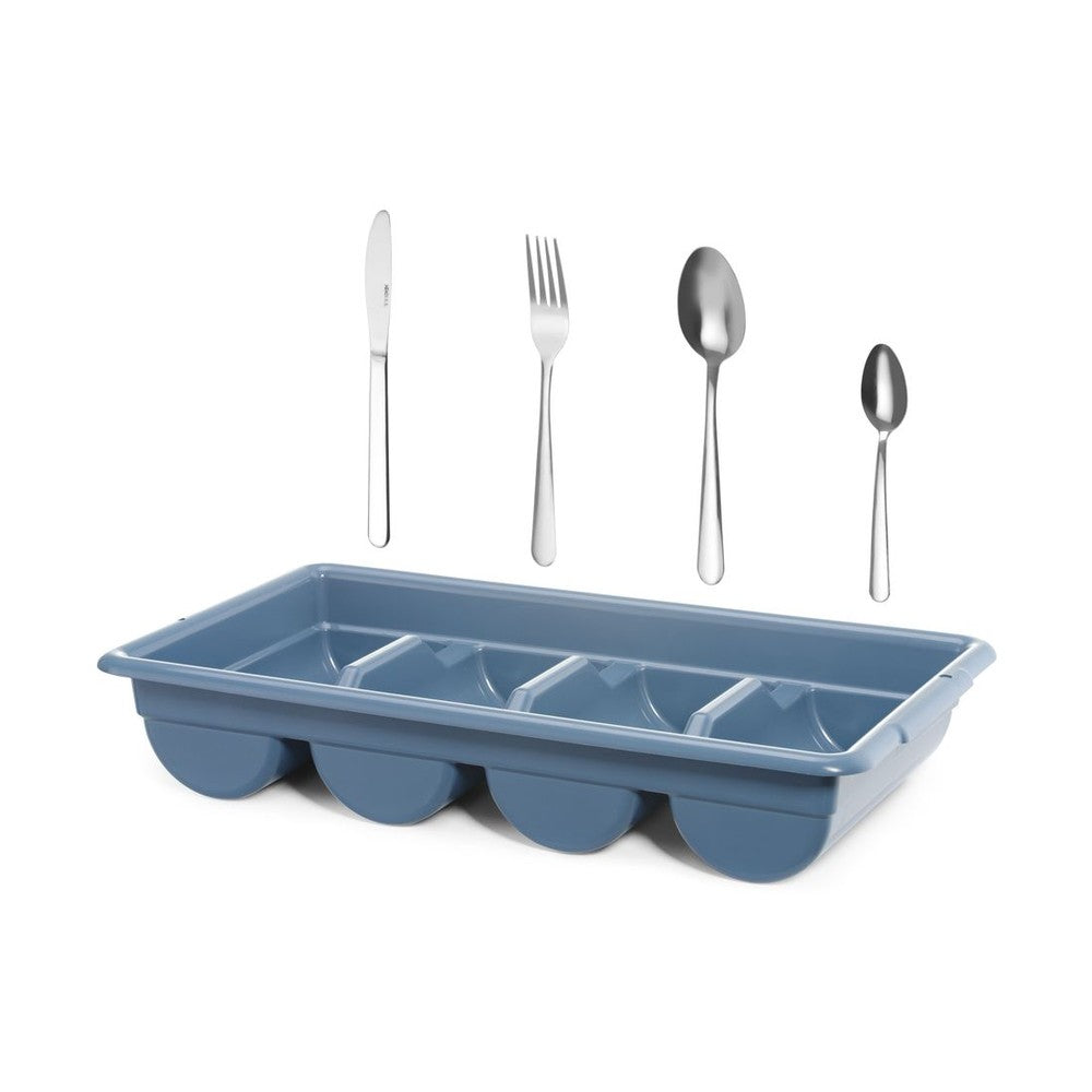 HENDI Besteck-Set mit Tablett – 200-teilig, Tablett blau