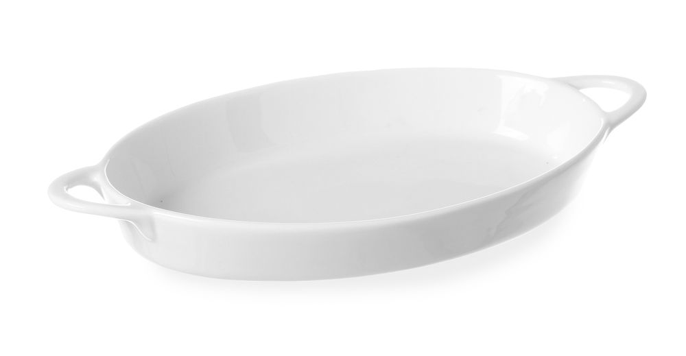 HENDI Ofenform oval mit Ohrengriffen – 0,35 L, Porzellan