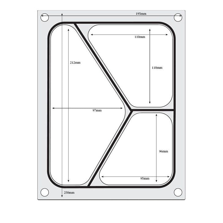 HENDI Matrize für Versiegelungsmaschine – 3-teilig, 227 × 178 mm HENDI