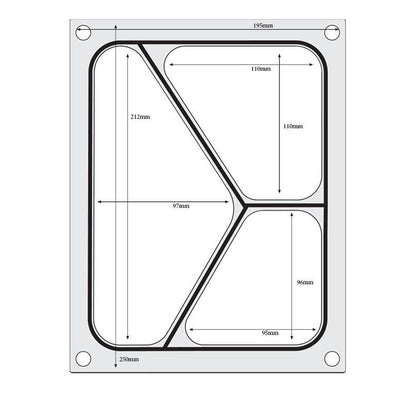 HENDI Matrize für Versiegelungsmaschine – 3-teilig, 227 × 178 mm