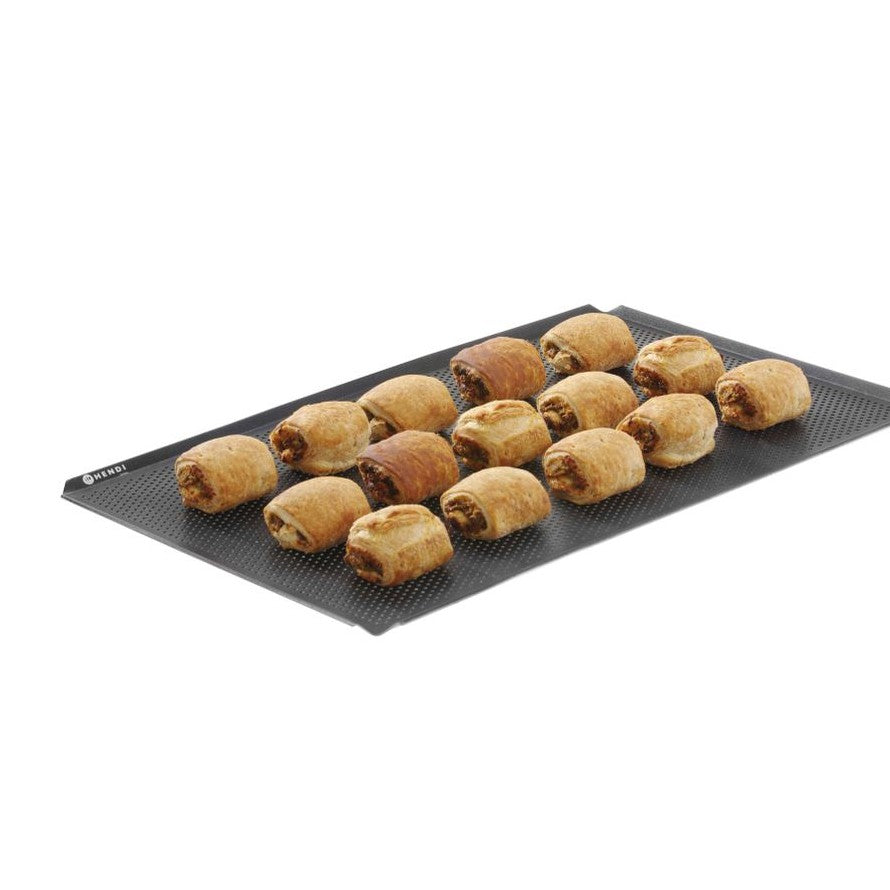 HENDI Blech mit 4 Rändern 600 × 400 mm – perforiert, antihaft