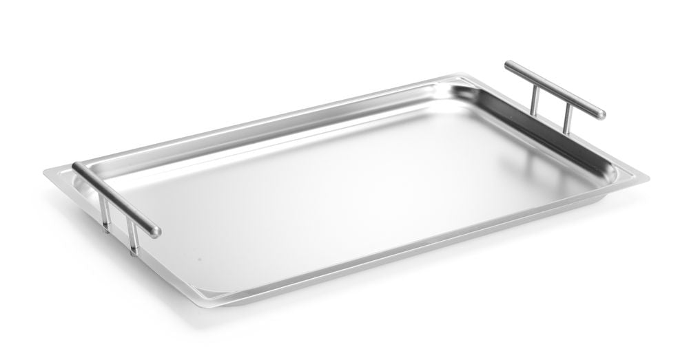 HENDI Serviertablett Edelstahl 530 × 325 mm – mit Griffen, stapelbar