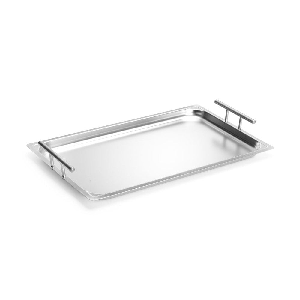 HENDI Serviertablett Edelstahl 530 × 325 mm – mit Griffen, stapelbar