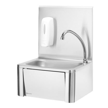 HENDI Handwaschbecken mit Kniebedienung – Edelstahl, 0,5-L-Seifenspender