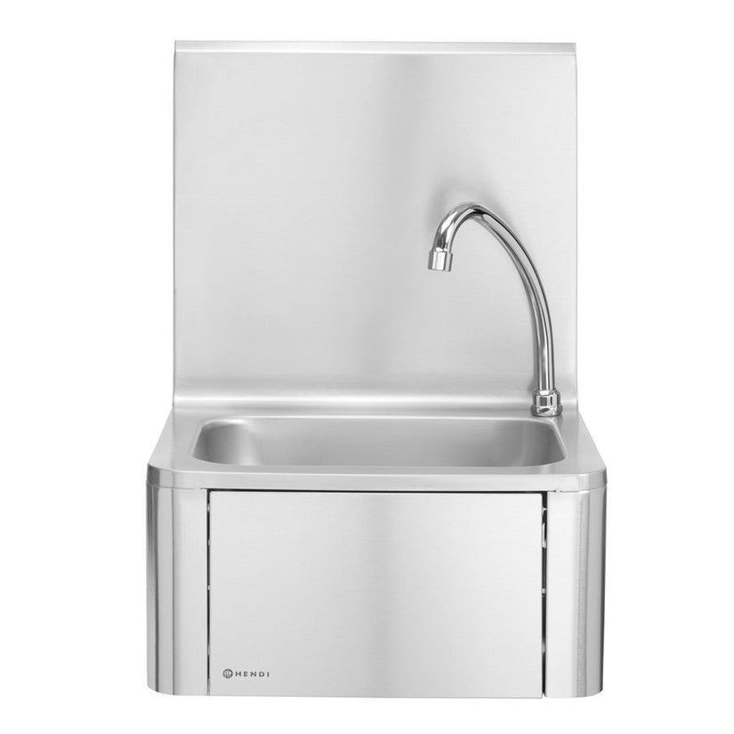 HENDI Handwaschbecken mit Kniebedienung – Edelstahl, 0,5-L-Seifenspender