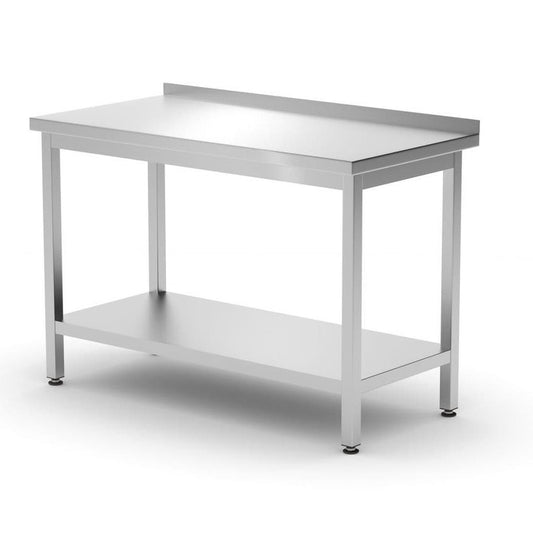 Wandtisch mit Ablage – verschraubt, Tiefe 600 mm, HENDI, Kitchen Line, 1200x600x H 850mm HENDI