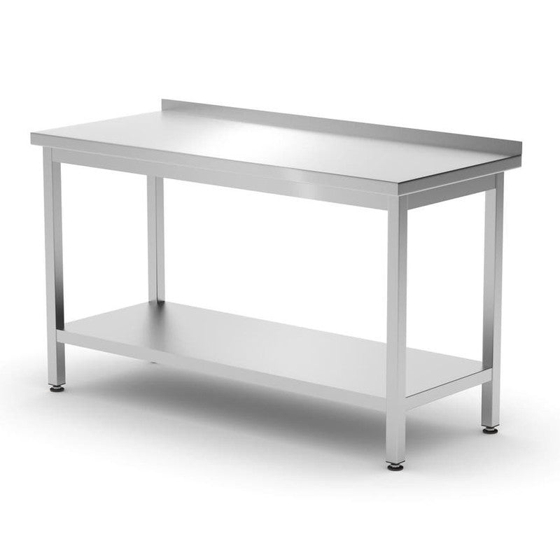 Wandtisch mit Ablage – verschraubt, Tiefe 600 mm, HENDI, Kitchen Line, 1400x600x H 850mm HENDI