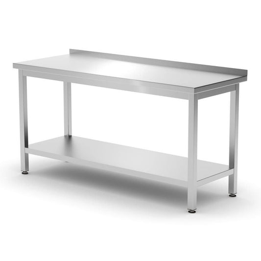 Wandtisch mit Ablage – verschraubt, Tiefe 600 mm, HENDI, Kitchen Line, 1600x600x H 850mm HENDI