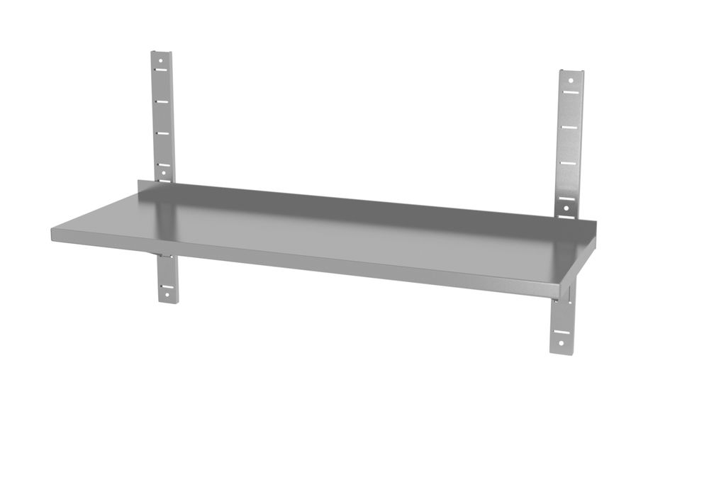 HENDI Wandbord einstellbar 800 mm – Edelstahl, mit 2 Konsolen