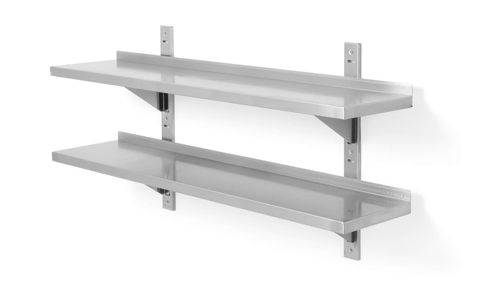 HENDI Doppelwandregal einstellbar – 1200 × 300 mm, Edelstahl HENDI