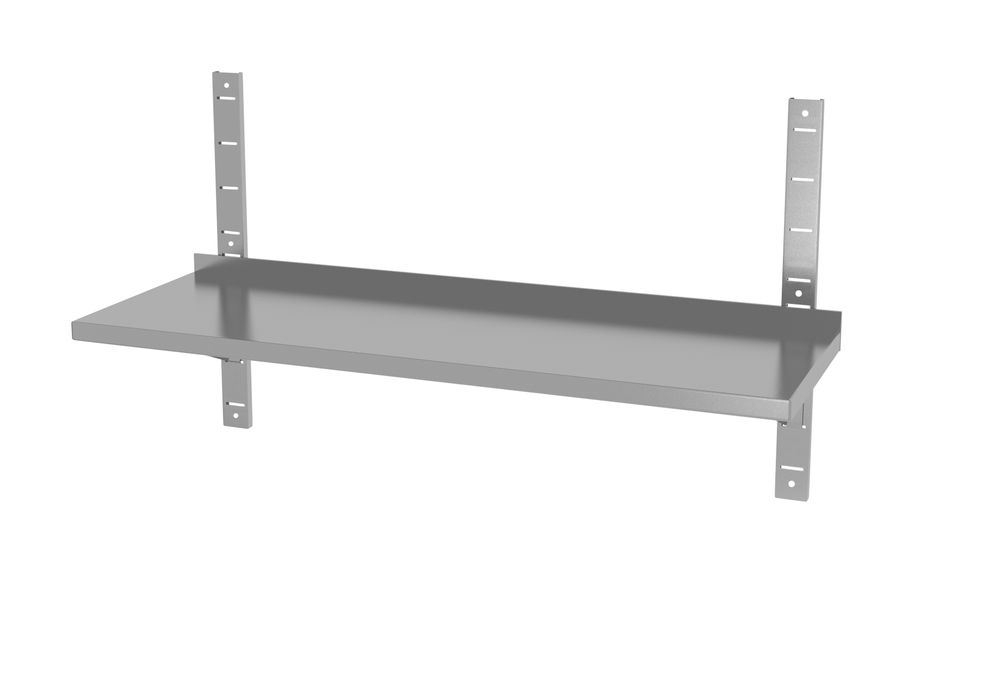 HENDI Wandbord einstellbar 1200 mm – Edelstahl, mit 2 Konsolen