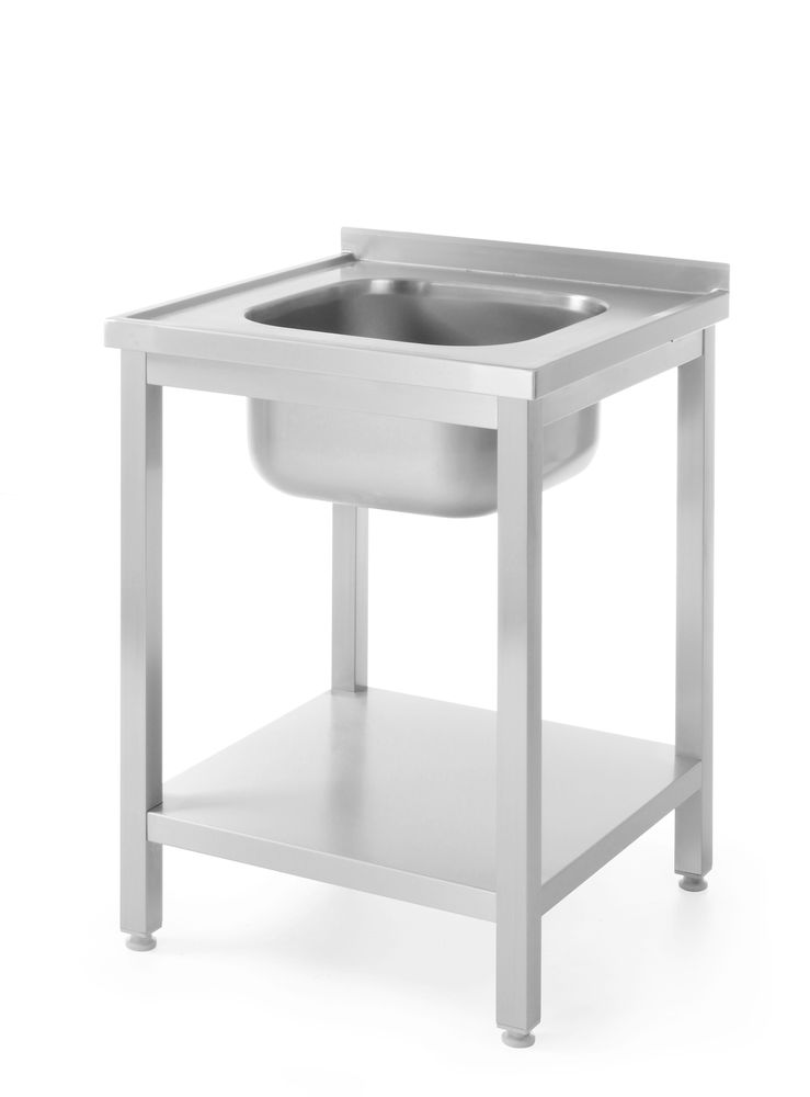 HENDI Spültisch mit Ablage Profi Line 600 × 600 mm – Becken mittig