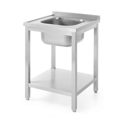 HENDI Professional Line Sink with Shelf 600 × 600 mm – Centered Basin
