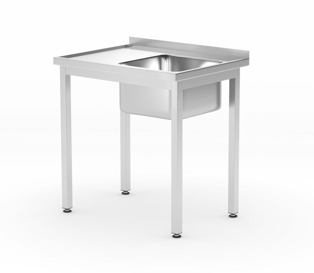 HENDI Waschtisch mit Ablage, rechts – 800 × 600 mm, verschraubt HENDI
