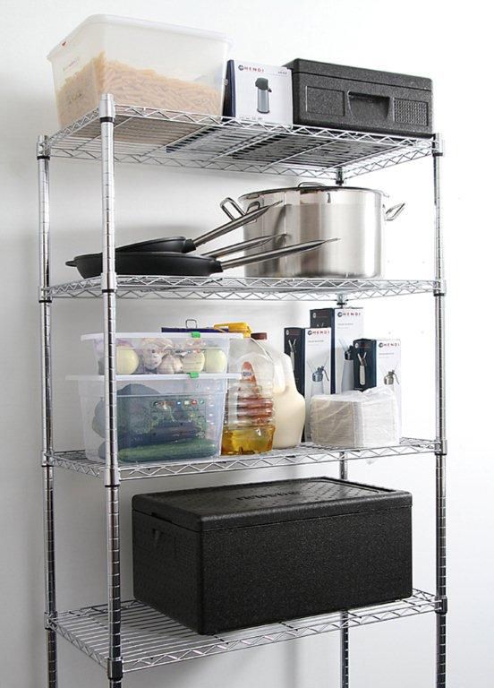 HENDI Lagerregal Chrom – 5 Gitterregale, 910 × 455 mm HENDI