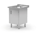 HENDI Waschtisch Profi Line 600×600 – verschweisst, mit Schrank HENDI