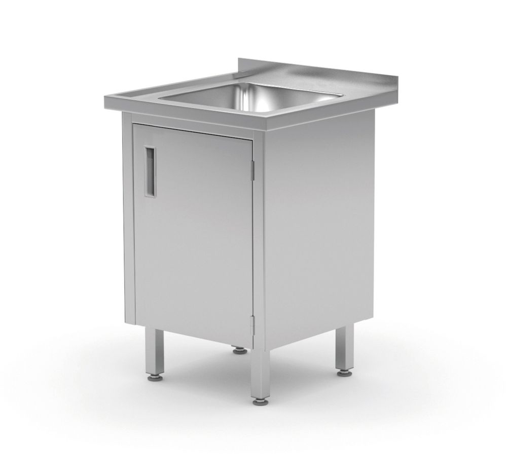 HENDI Waschtisch Profi Line 600×600 – verschweisst, mit Schrank HENDI