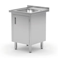 HENDI Waschtisch Profi Line 600×700 – verschweisst, mit Schrank HENDI