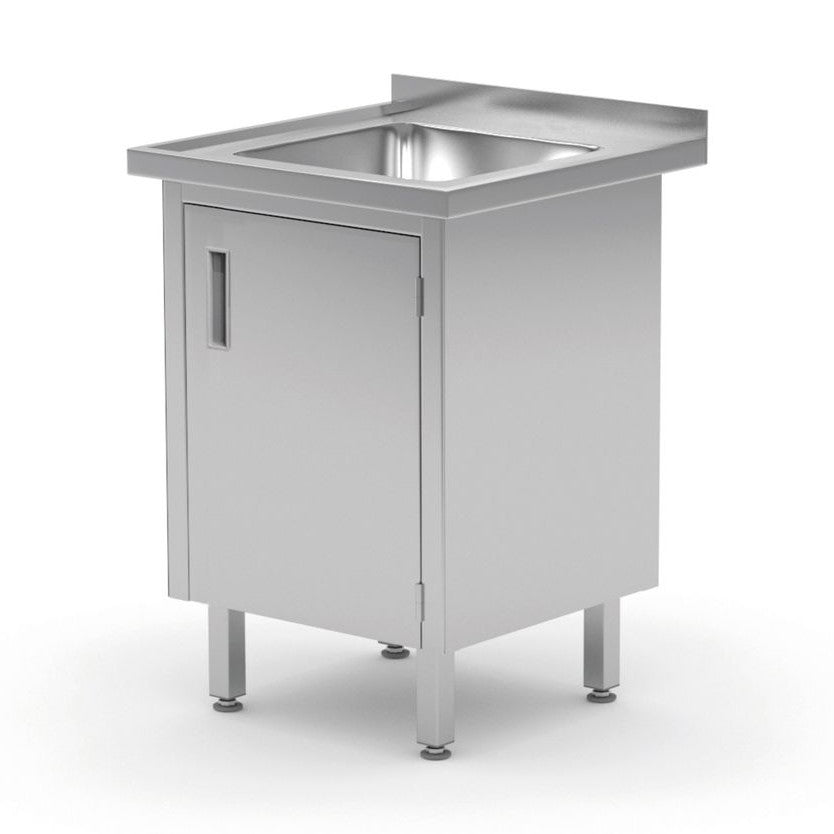 HENDI Waschtisch Profi Line 600×700 – verschweisst, mit Schrank HENDI