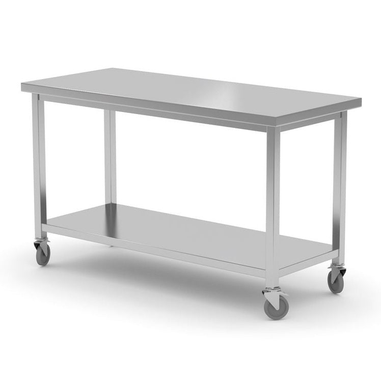 Mobiler Tisch, mit Ablage – verschraubt, HENDI, Kitchen Line, 1200x600x H 850mm HENDI