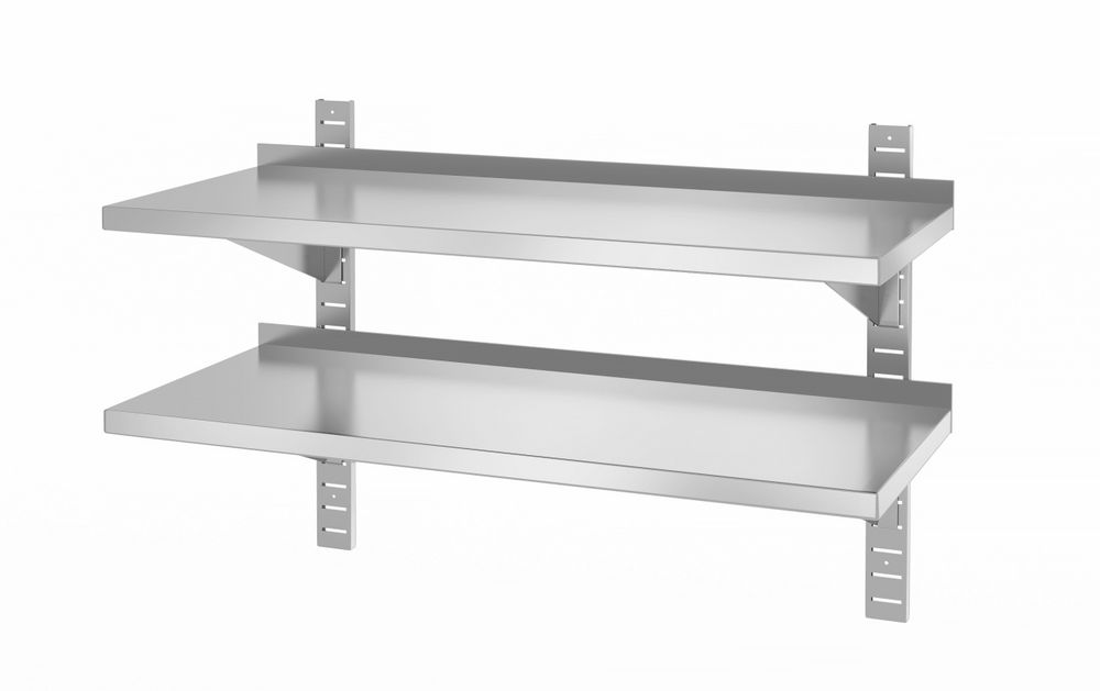 HENDI Doppelwandregal mit 2 Stahlbügeln – 1000 × 400 mm, Edelstahl HENDI