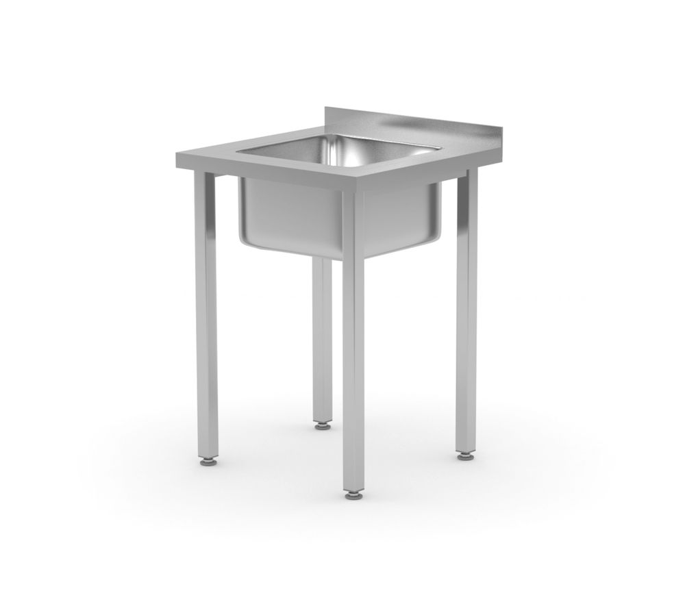 HENDI Spültisch Kitchen Line 600 × 600 mm – Becken mittig