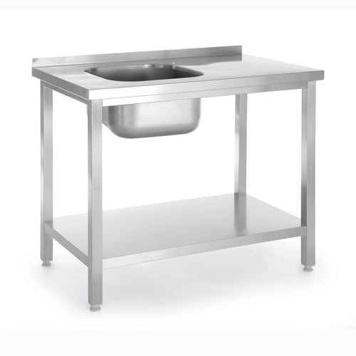 HENDI Spültisch mit Ablage Kitchen Line 800 × 600 mm – Becken links