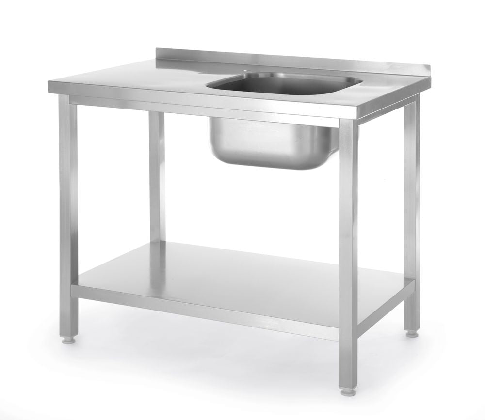 HENDI Spültisch mit Ablage Kitchen Line 1000 × 600 mm – Becken links