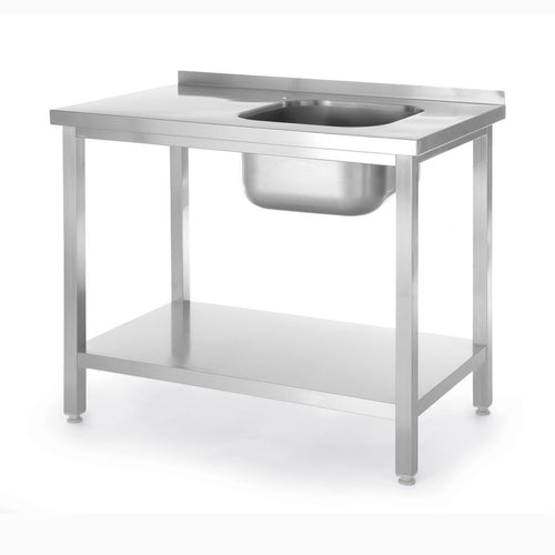 HENDI Spültisch mit Ablage Kitchen Line 1000 × 600 mm – Becken links