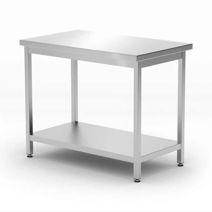 Zentraler Arbeitstisch mit Regalboden Budget Line - geschraubt, Tiefe 600 mm, HENDI, Budget Line, 1000x600x H 850mm HENDI