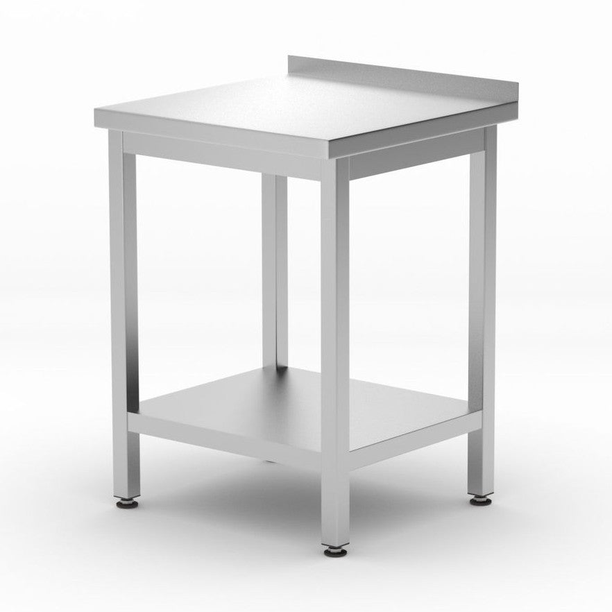Wandarbeitstisch mit Regalboden Budget Line - geschraubt, Tiefe 600 mm, HENDI, Budget Line, 600x600x H 850mm HENDI