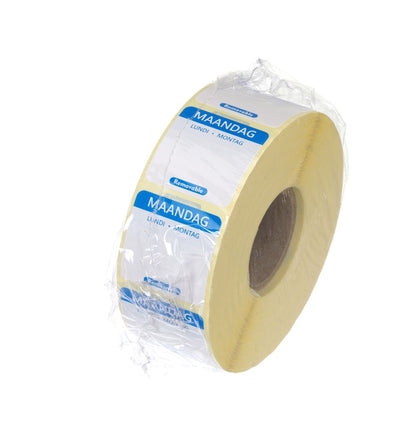 HENDI Tagesetiketten Montag Blau – 1000 Stk., 25 × 25 mm, DE/FR/NL
