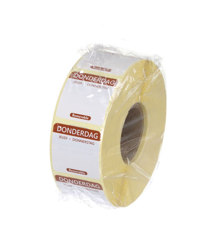 HENDI Tagesetiketten Donnerstag Braun – 1000 Stk., 25 × 25 mm, DE/FR/NL