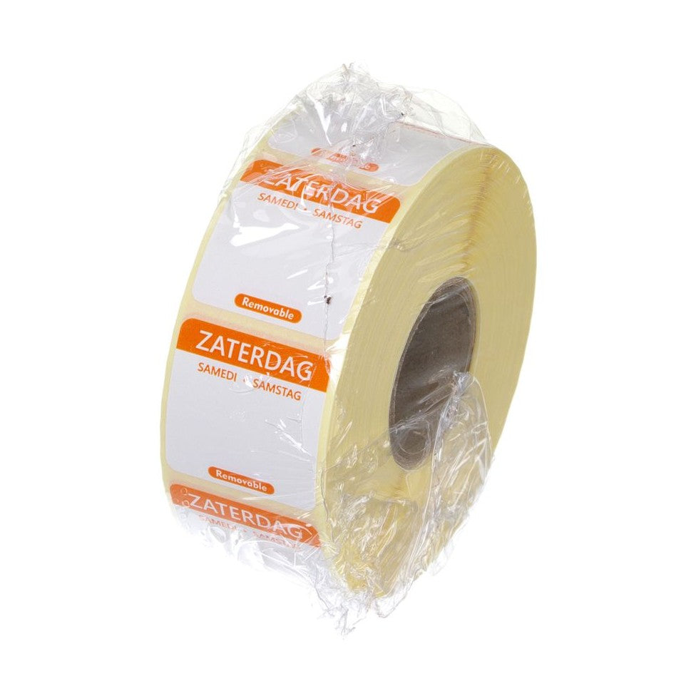 HENDI Tagesetiketten Samstag Orange – 1000 Stk., 25 × 25 mm, DE/FR/NL