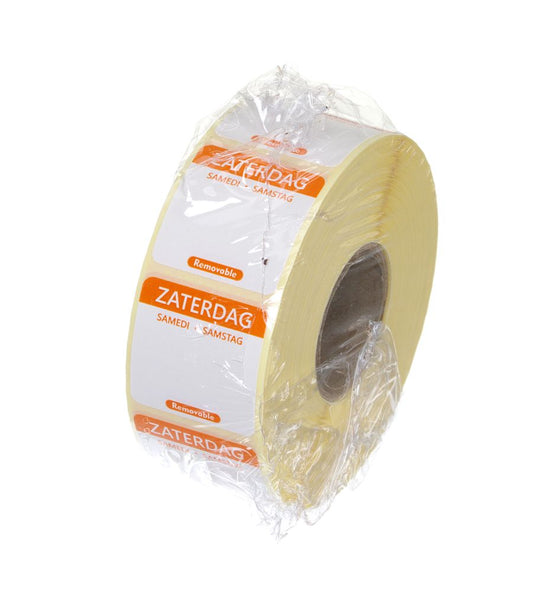 HENDI Tagesetiketten Samstag Orange – 1000 Stk., 25 × 25 mm, DE/FR/NL
