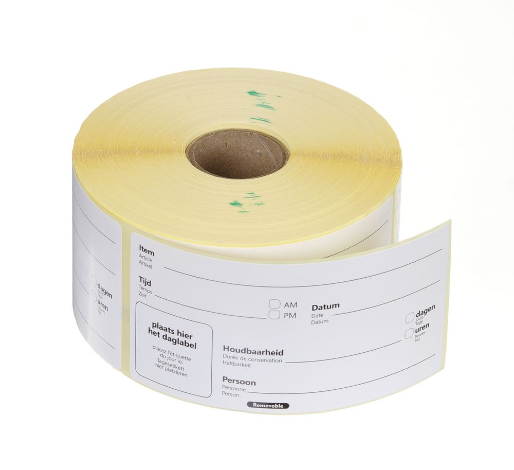 HENDI Rotationsetiketten Weiss – 500 Stk., 100 × 50 mm, DE/FR/NL