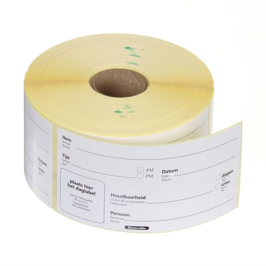 HENDI Rotationsetiketten Weiss – 500 Stk., 100 × 50 mm, DE/FR/NL
