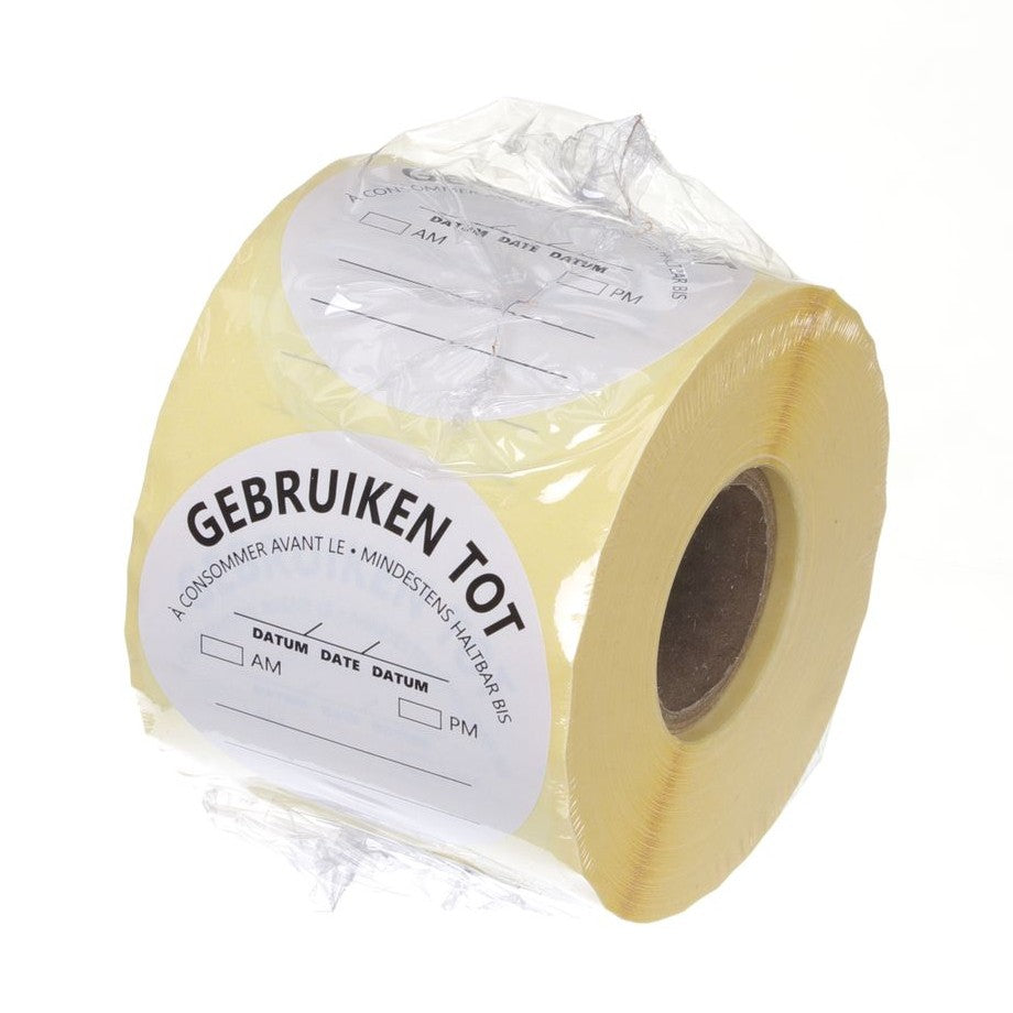 HENDI Etiketten «Verwenden vor» Weiss – 500 Stk., Ø 50 mm, DE/FR/NL