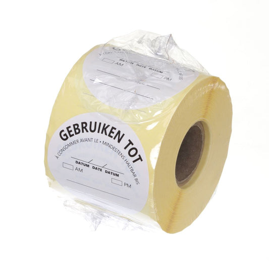 HENDI Etiketten «Verwenden vor» Weiss – 500 Stk., Ø 50 mm, DE/FR/NL