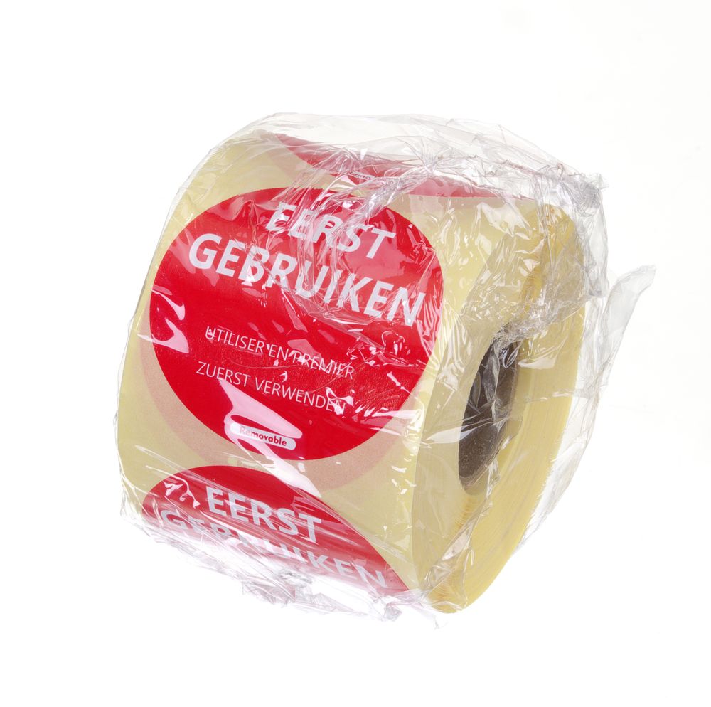 HENDI Etiketten «Use First» Rot – 500 Stk., Ø 50 mm, DE/FR/NL