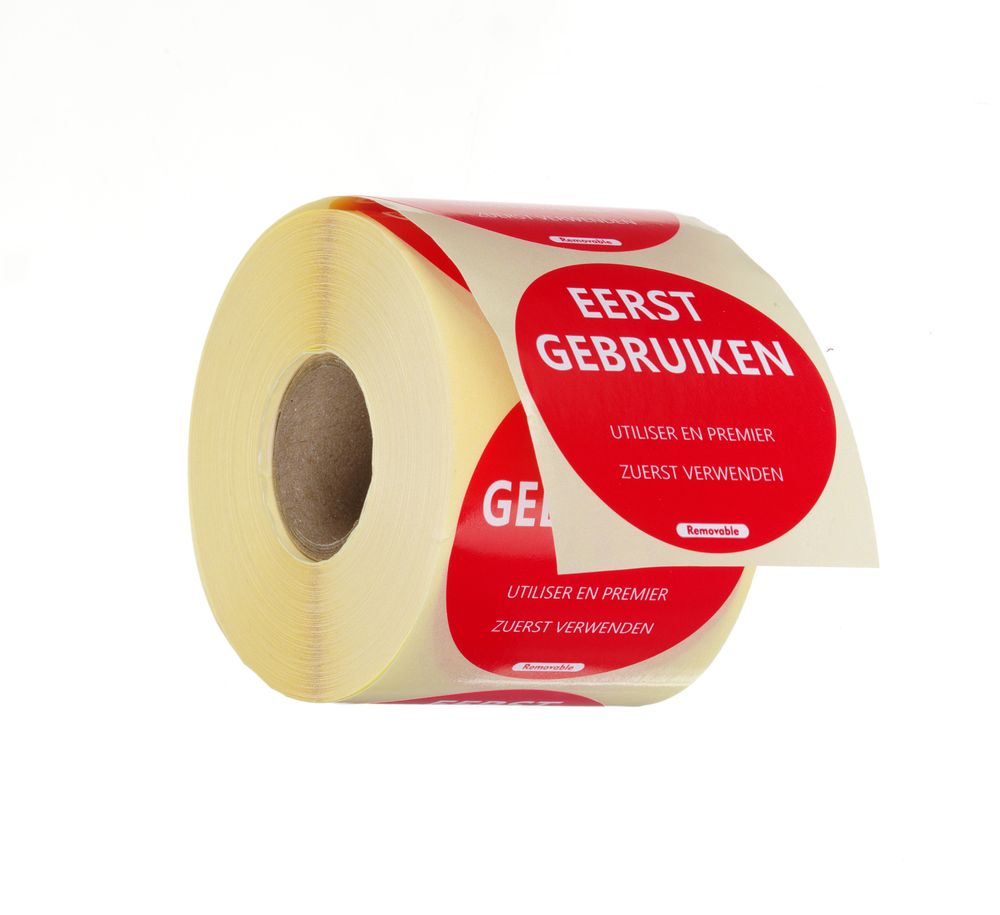 HENDI Etiketten «Use First» Rot – 500 Stk., Ø 50 mm, DE/FR/NL