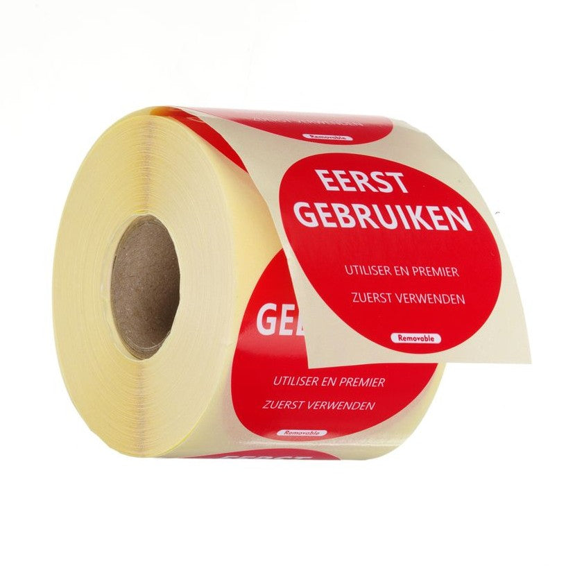 HENDI Etiketten «Use First» Rot – 500 Stk., Ø 50 mm, DE/FR/NL