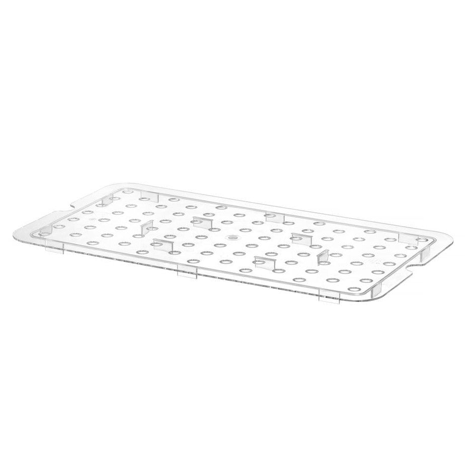Perforiertes Abtropfgitter für Gastronorm-Behälter aus Polycarbonat, HENDI, Profi Line, GN 1/2, Transparent, 265x206mm HENDI