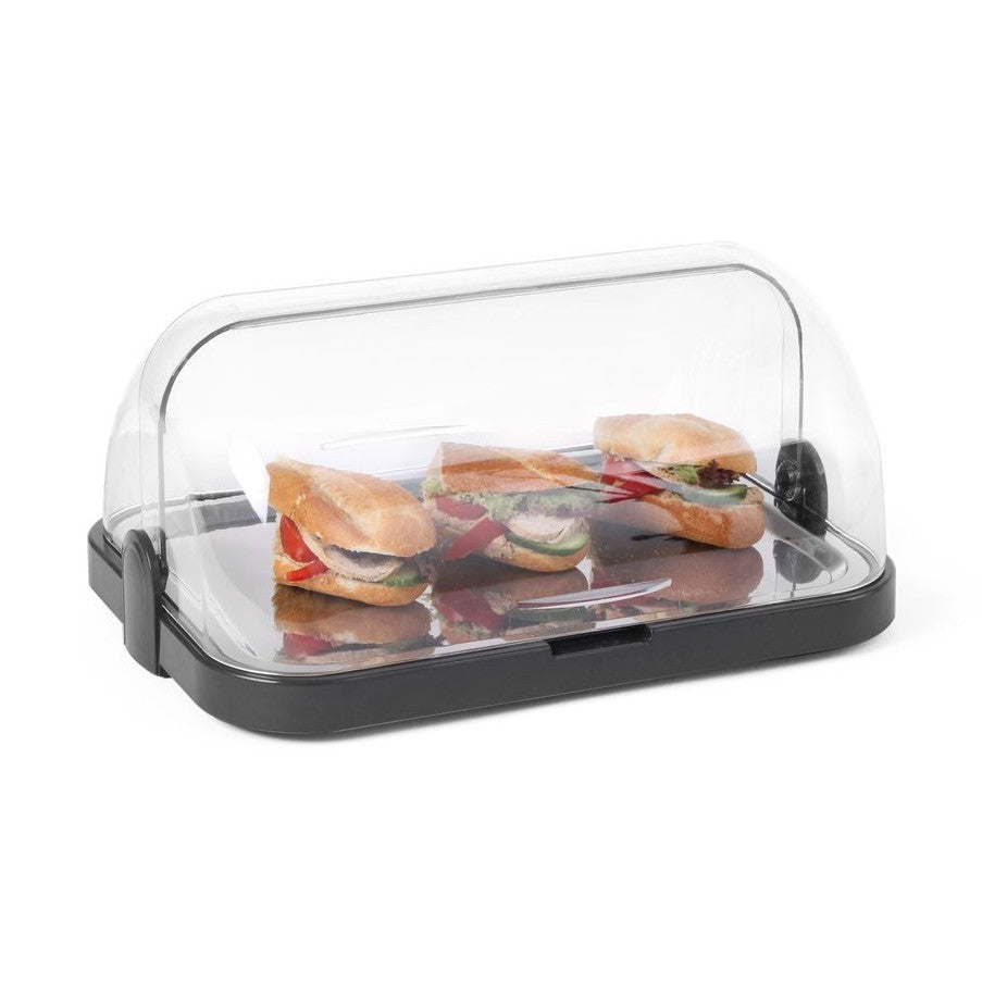 HENDI Roll-Top-Kühldisplay einfach – 1 Tablett, dunkelgrau
